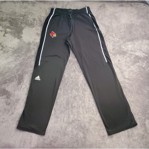 Adidas Louisville Cardinals Sz M Team Black Track Pants Ankle Zip Mesh Ca15 - Picture 1 of 8